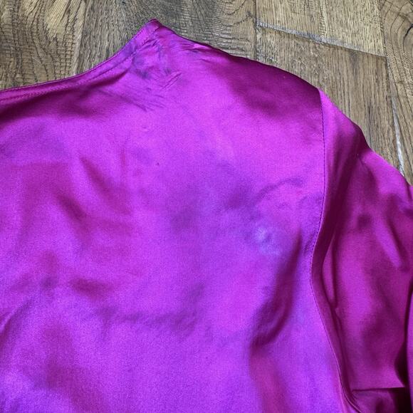 Vintage August Max Womens Sz X 100% Silk Long Sleeve Blouse Top Fucia NWT - Picture 6 of 6